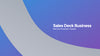 Modern Sales Deck Business Keynote Template